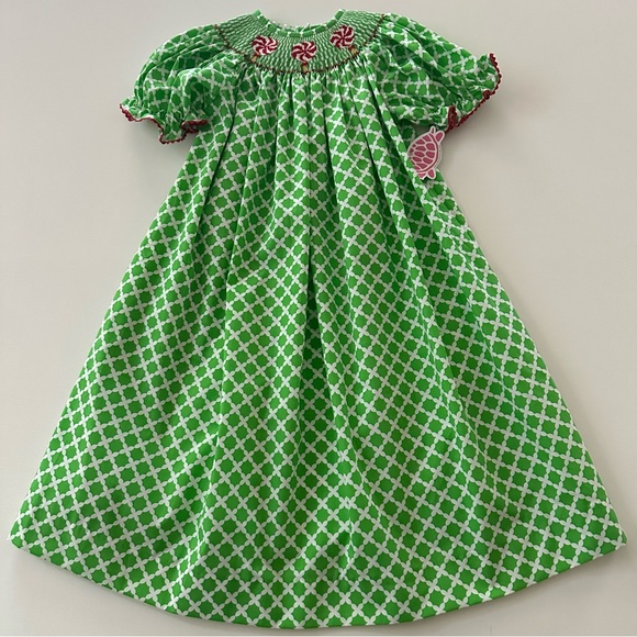 Lolly Wolly Doodle Girls Christmas Holiday Smocked Dress